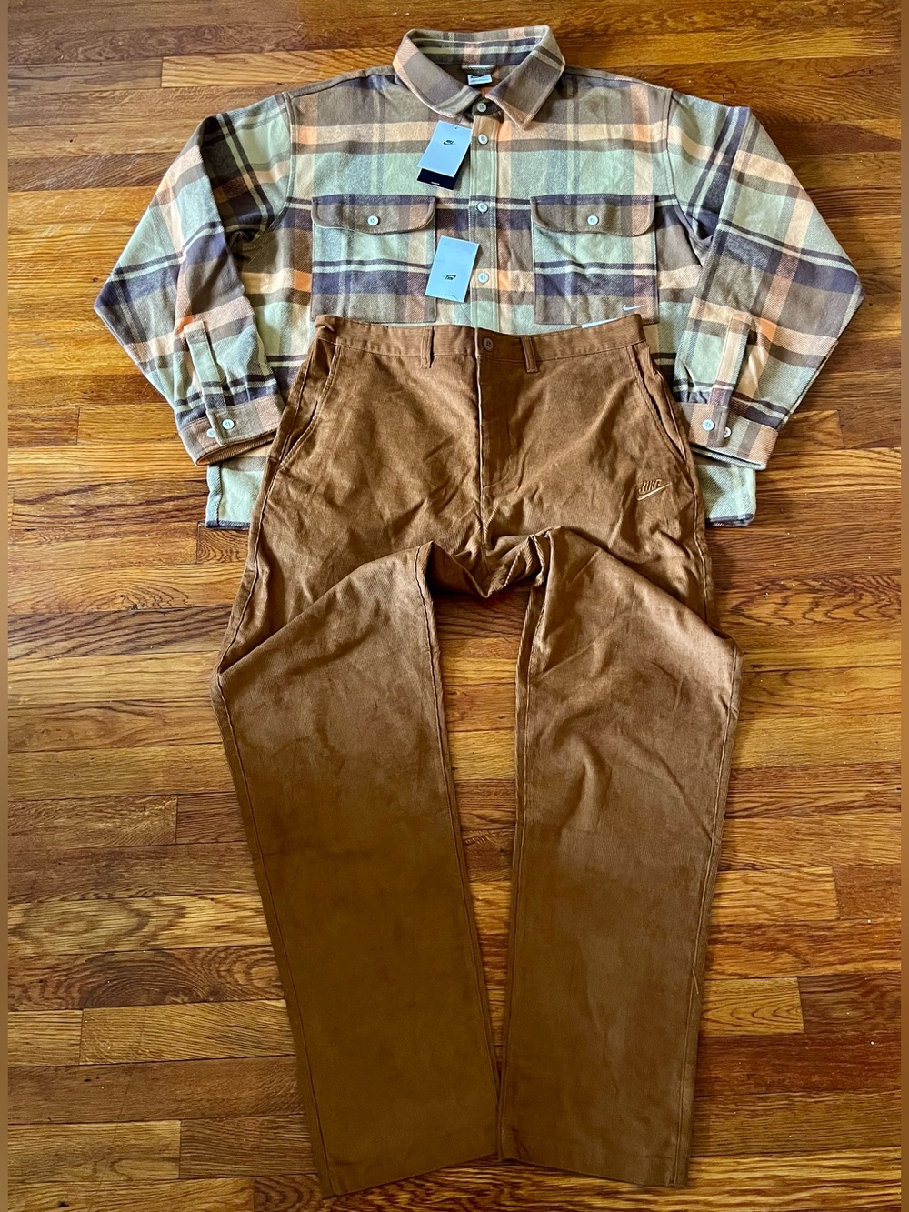 Nike Life Field Flannel Shirt Men’s Sz XL & Nike Club Corduroy Pants Size 34/32